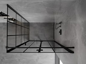 Mexen Mist-F T, 1-krídlový skladací sprchový kút pravý 70 x 80 cm, číre sklo-čierna mriežka, 8A6T-070-080-70-77-P