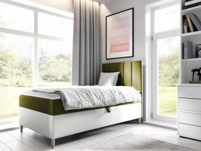 Kontinentálna posteľ Junior Kamire 1, Strana: pravá, Rozmer postele: 80x200, Dostupné poťahy: ekokoža Soft 017 (biela) + Fresh 12