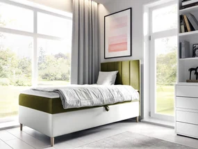 Kontinentálna posteľ Junior Kamire 1, Strana: pravá, Rozmer postele: 80x200, Dostupné poťahy: ekokoža Soft 017 (biela) + Fresh 12