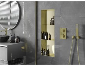 Mexen X-Wall-NR, polička na zapustenie pod obklad bez goliera 90 x 30 cm, zlatá matná, 1951903010S