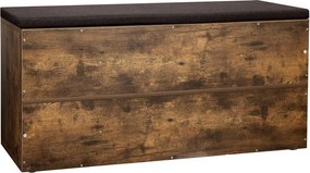 Lavica na topánky s 10 priehradkami, botník s poduškou, 104 x 30 x 48 cm, tmavohnedá farba