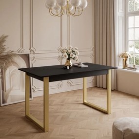 ROZKLADACÍ JEDÁLENSKÝ STÔL DANILO ČIERNY + ZLATÉ U NOHY 140 / 195 cm
