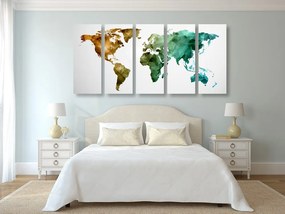 5-dielny obraz farebná polygonálna mapa sveta Varianta: 100x50