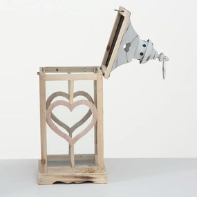 Boltze Drevený lampáš Heart 40 cm - menší