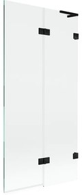 Mexen Lunar L, 2-krídlová vaňová zástena pravá 90 x 150 cm, číre sklo, čierna matná, 897L-090-100-70-00-P