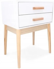 Sammer Škandinávsky nočný stolík v bielej farbe s 2 zásuvkami COU8194
