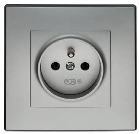 GP-1LZP Uzemnená single zásuvka s uzávermi pre prúdové cesty strieborná metalíza