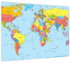 Sklenený obraz - Mapa sveta (70x50 cm)