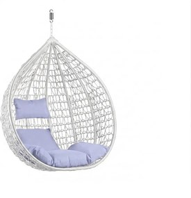 Biele závesné kreslo KOKON bez stojanu, svetlý vankúš