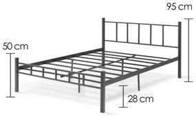 Kovová dvojlôžková posteľ ORMEL 160x200 cm čierna nosnosť 200 kg