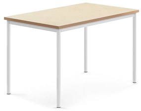 Stôl SONITUS, 1200x800x760 mm, linoleum - béžová, biela