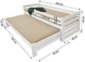 Wilsondo Detská posteľ s prístelkou Veronika 7 90x200 - biela