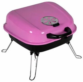 Garthen BBQ 5935 Kufríkový gril na drevené uhlie - ružový