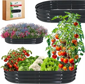 Garden Line ZÁHON NA ZELENINU A KVETINY 240 × 120 × 30 CM, OVALNÝ, ANTRACITOVÝ