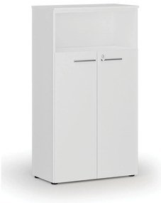 Kombinovaná kancelárska skriňa PRIMO WHITE, dvere na 3 poschodia, 800 x 420 x 1434 mm, biela