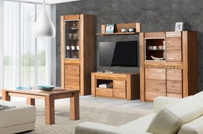 Vitrína Velvet II 11 75 cm z masivu pravá s LED osvětlením dub Rustikal