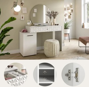 Toaletný stolík so zrkadlom Prismo, biely