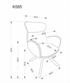 Otočné jedálenské kreslo K585 z masívu tmavo béžové/dub prírodný