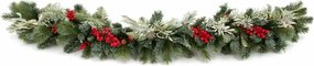 DECOLED 3D umelý vianočný veniec z borovicového ihličia, šišiek a bobúľ, 200 × 30 cm