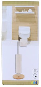Stojan na toaletný papier White Bamboo, biela/s drevenými prvkami, o