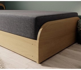 Okrovožltá/tmavosivá čalúnená/z drevotriesky jednolôžková posteľ s úložným priestorom s matracom 80x190 cm Parys – ELTAP