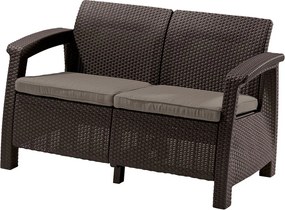 ALLIBERT CORFU LOVE SEAT Pohovka, 128 x 70 x 79cm, hnedá/sivo-béžová 17197359