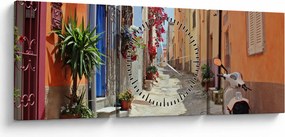 Obraz ulice na Sardínii (s hodinami) (90x30 cm)
