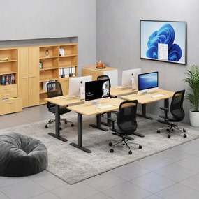 Výškovo nastaviteľný stôl, 160x80 cm, 2 motory, čierna podnož, grafit