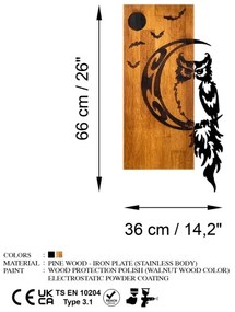 Nástenná dekorácia 36x66 cm sova drevo/kov