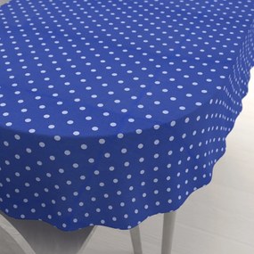 Biante Dekoračný oválny obrus Leona LN-022 Biele bodky na sýto modrom 100x140 cm