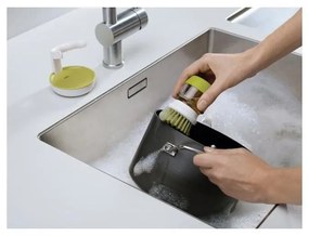 Sivá kefa s dávkovačom a stojanom Joseph Joseph Palm Scrub