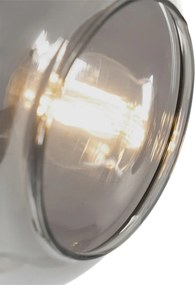Stojaca lampa čierna so zlatom s dymovým sklom 2-svetlo - Zuzanna