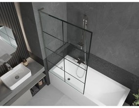 Mexen Next L, 1-krídlová vaňová zástena 100 x 150 cm, 6mm číre sklo-čierny vzor, chrómový profil, 895-100-000-03-77-01