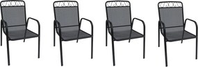 Záhradná kovová stolička 4 ks BABU, čierna