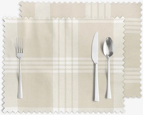 Goldea vianočné prestieranie na stôl teflónové - biele káro na béžovej - sada 2ks 30 x 40 cm