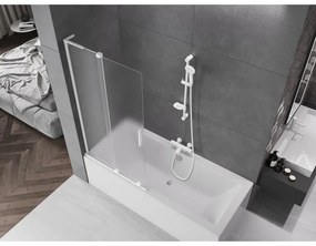 Mexen Velar L, 2-krídlová posuvná vaňová zástena 95 x 150 cm, 8mm sklo námraza, biela matná, 896-095-003-31-20