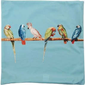 Tyrkysová obliečka na vankúš s papagájmi na tyči - 45*45 cm