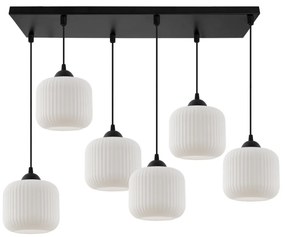 Závesné svietidlo Riffle, 6x biele sklenené tienidlo, b