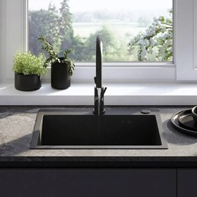 Rea Liam, oceľový kuchynský drez 530x450x200mm + sifón, čierna matná, ZLE-06008