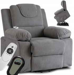 Masážne kreslo s funkciou vstávania MARCOS sivé