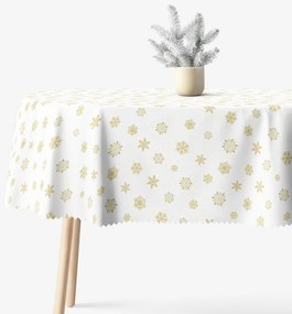 Goldea oválny teflónový obrus - zlaté snehové vločky 140 x 180 cm