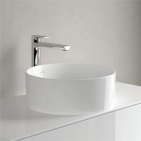 VILLEROY &amp; BOCH Collaro okrúhle umývadlo na dosku bez otvoru, bez prepadu, priemer 400 mm, biela alpská, 4A184001