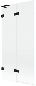 Mexen Lunar L, 2-krídlová vaňová zástena ľavá 90 x 150 cm, číre sklo, čierna matná, 897L-090-100-70-00-L