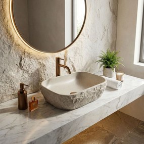 Rea Bianka, umývadlo na dosku 460x330x130 mm, imitácia kameňa, REA-U0628