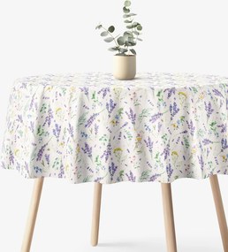 Goldea okrúhly obrus valencia - levanduľová záhrada Ø 120 cm