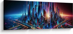 Obraz - Mesto budúcnosti (s hodinami) (90x30 cm)