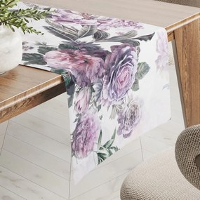 Biante Dekoračný behúň na stôl BM-009 Veľké fialové kvety 45x160 cm