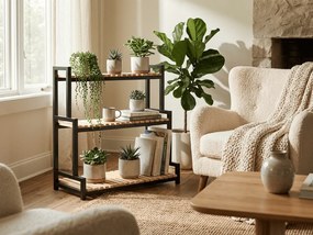 Stojan na kvety GREENY 3 police 95x80 cm, čierny / dekor dub