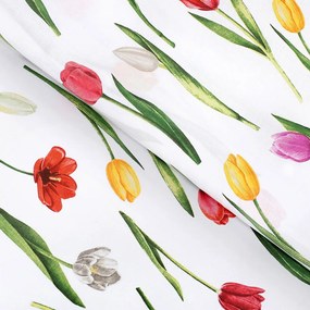 Biante Vankúš valec bonbon Sandra SA-506 Tulipány na bielom 15x80 cm