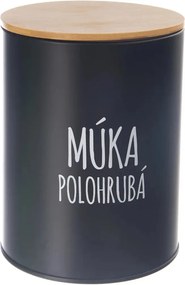 Orion Dóza na potraviny, plechová, čierna, s bambusovým vekom, 2,3l, Múka polohrubá SK